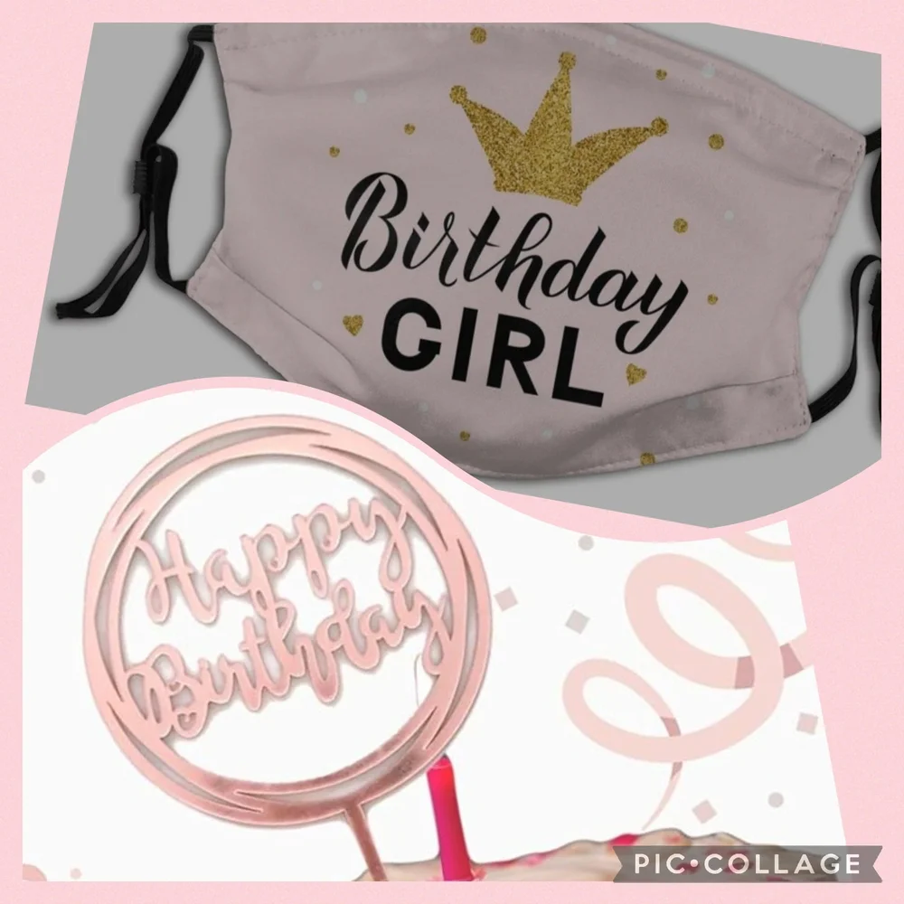 Birthday Girl Party Mask and Cake Topper Set